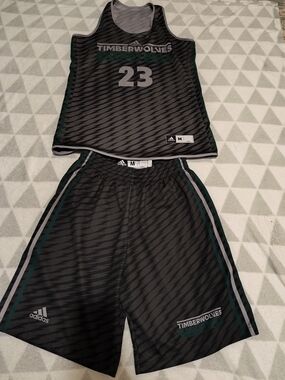 adidas Timberwolves Basketball Gray and Green Jersey Tank Top